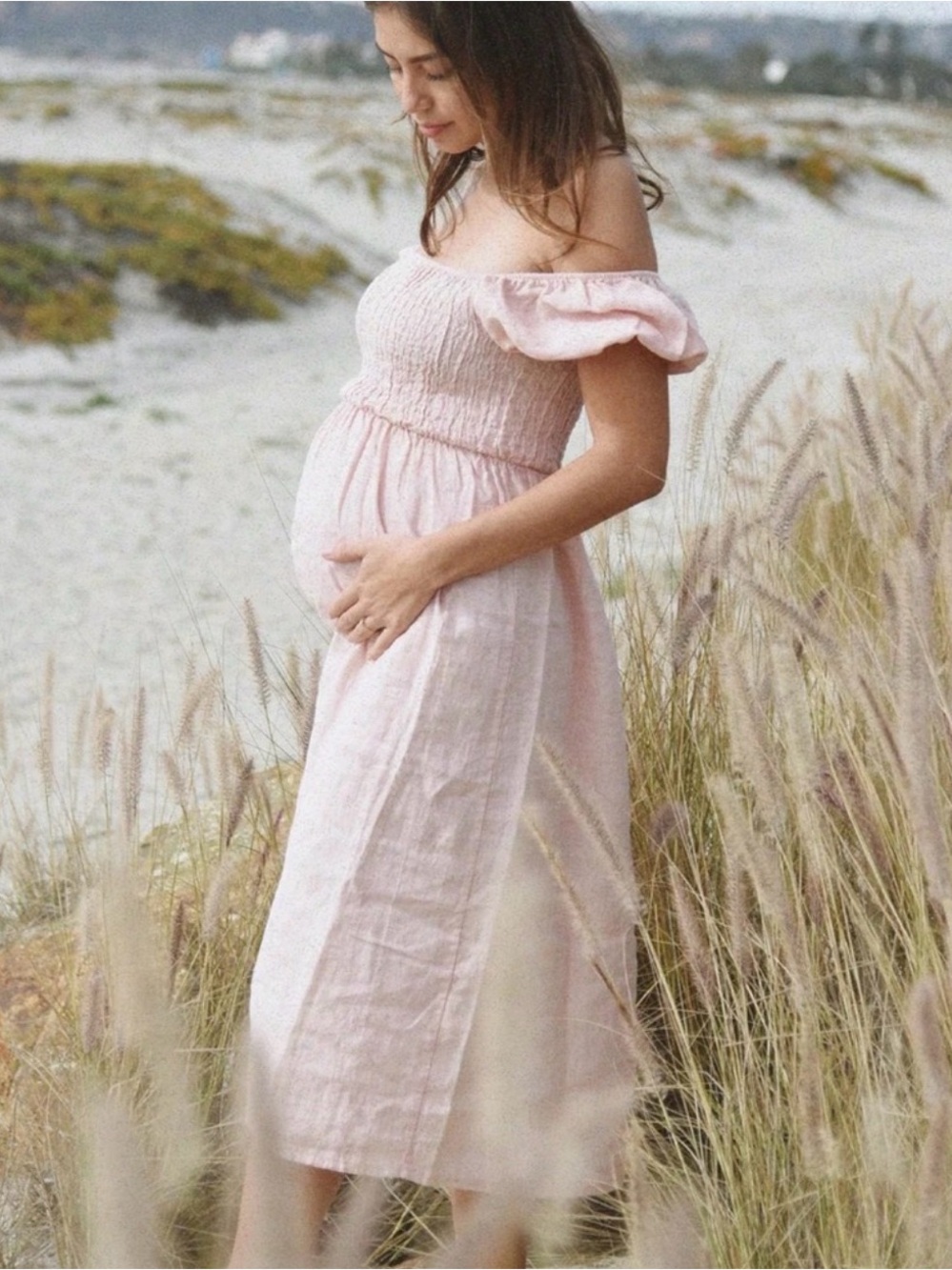 BEACHWOOD 100% Linen Made in Italy Light Blush Pink Menorca Dress Size S/M VGUC